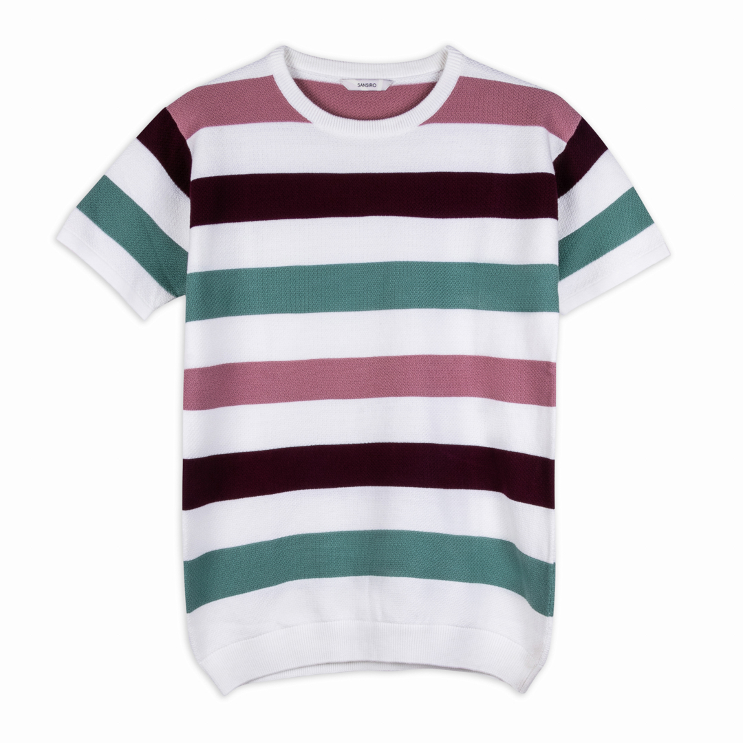 Green Chest Stripe Rugby Polo T-shirt