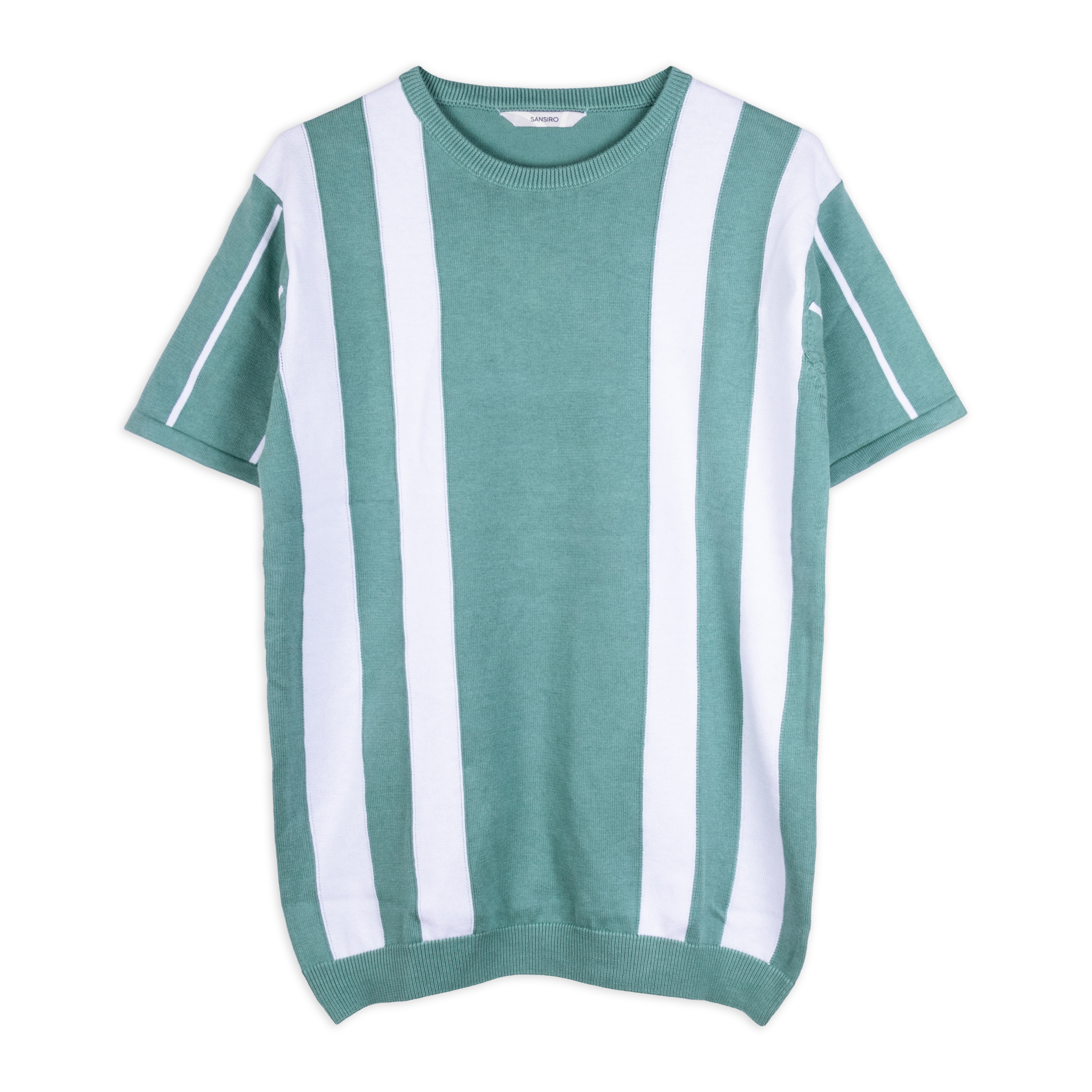 Blue White Striped Rib T-Shirt