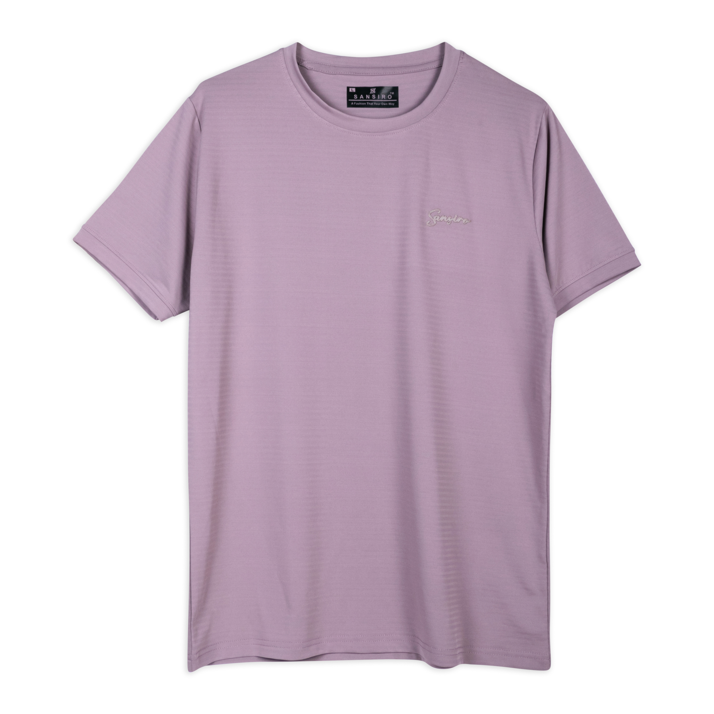 Classic Narrow Sailor Stripes Purple Tshirt with Round Neck